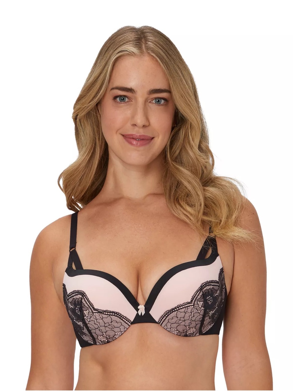 Maidenform Pink and Black Lace Push-Up Bra
